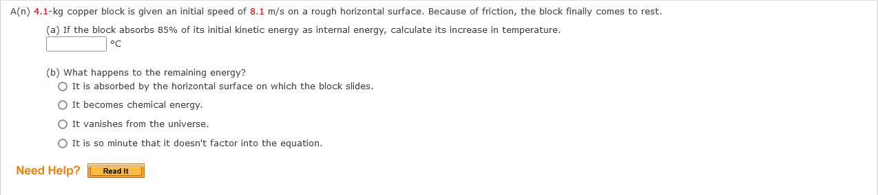 Solved A(n)4.1−kg Copper Block Is Given An Initial Speed Of | Chegg.com