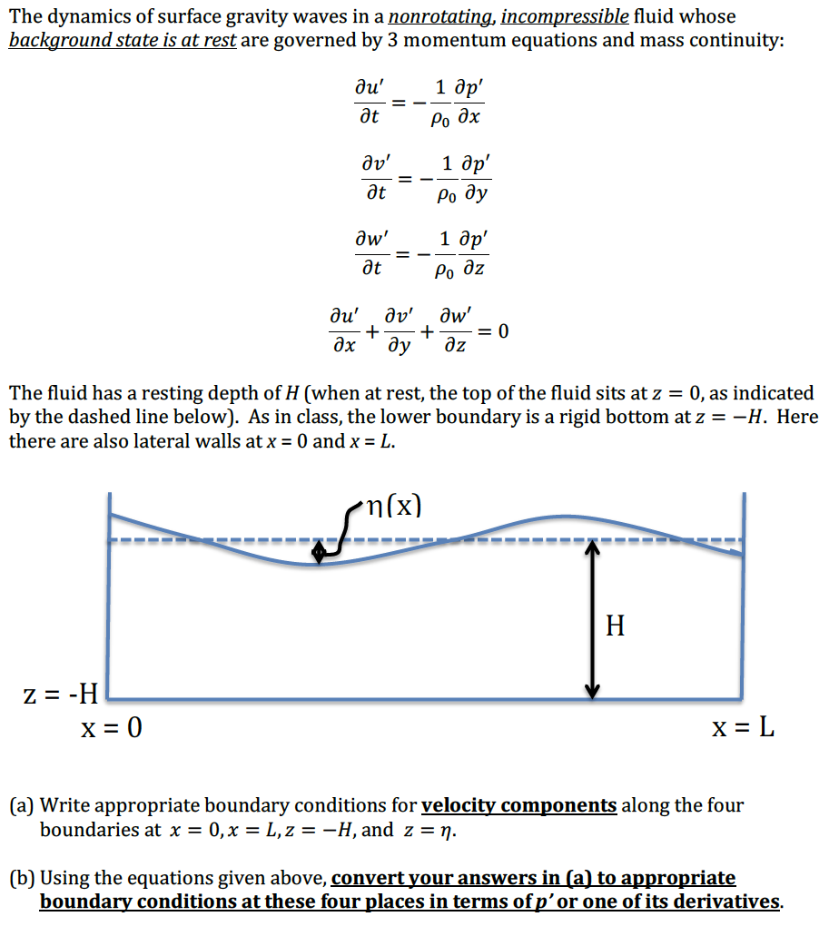 Solved The dynamics of surface gravity waves in a | Chegg.com