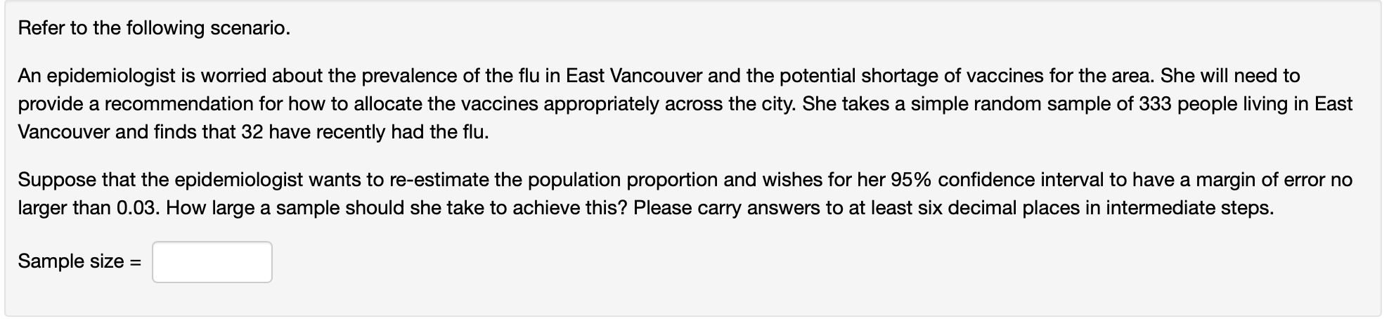 Solved Refer to the following scenario. An epidemiologist is | Chegg.com