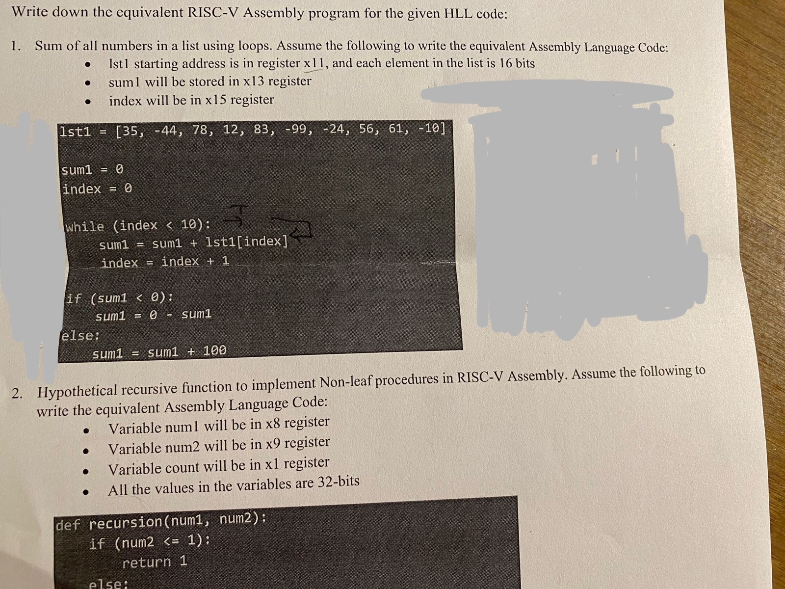 Solved have to write down equivalent RISC V (32-bits) | Chegg.com image.