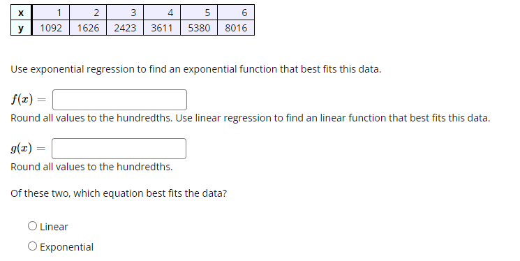 Solved Use exponential regression to find an exponential | Chegg.com