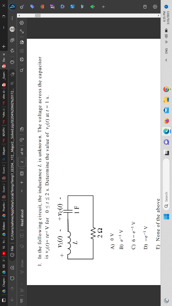 Solved 1. In The Following Circuit, The Inductance L Is | Chegg.com