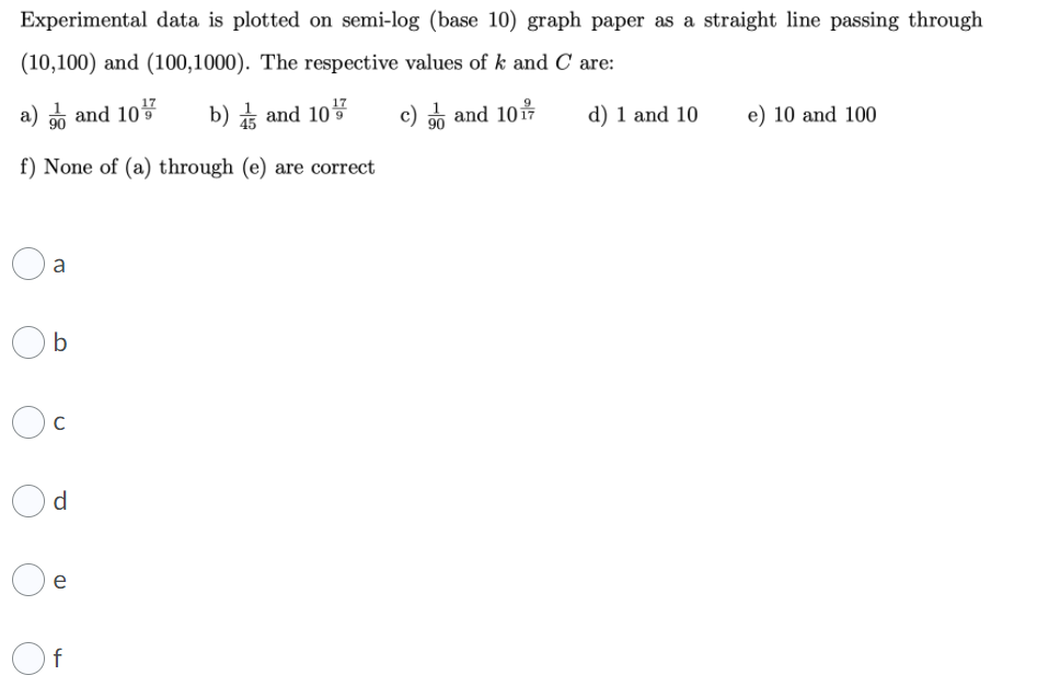 solved-experimental-data-is-plotted-on-semi-log-base-10-chegg