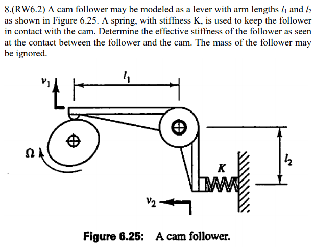 Solved 8.(RW6.2) A cam follower may be modeled as a lever | Chegg.com