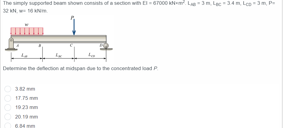 Solved The Simply Supported Beam Shown Consists Of A Section 8992