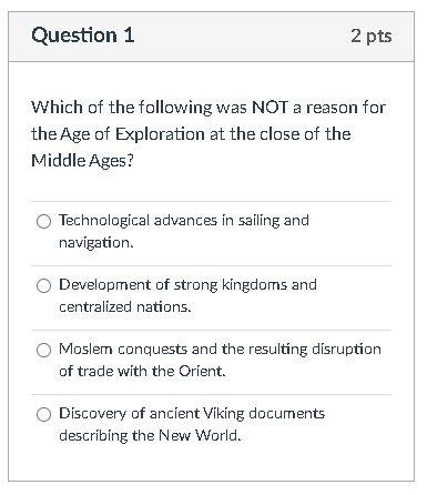 Solved Question 1 2 pts w Which of the following was NOT a | Chegg.com
