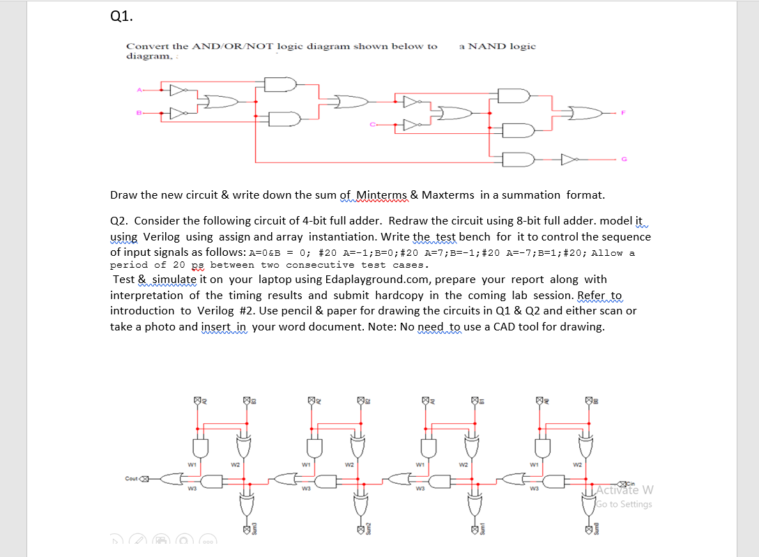 Solved Convert the AND/OR/NOT logic diagram shown below to a | Chegg.com