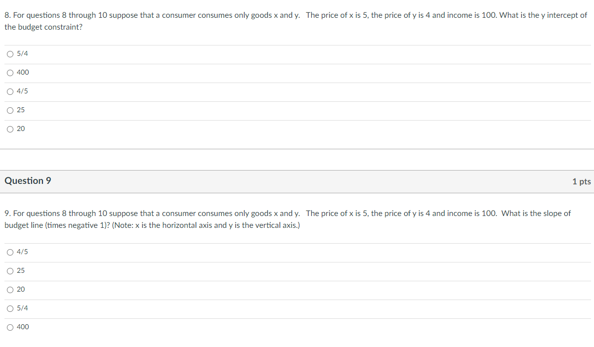 Solved 8. For Questions 8 Through 10 Suppose That A Consumer | Chegg.com