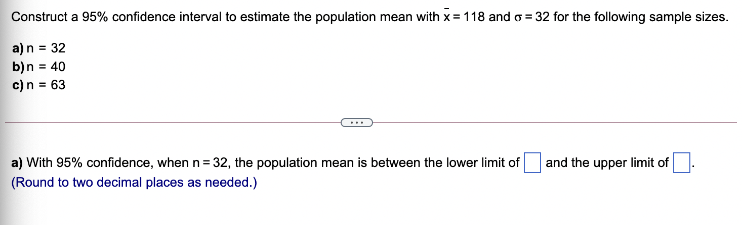 Solved Compute the confidence interval for the mean | Chegg.com