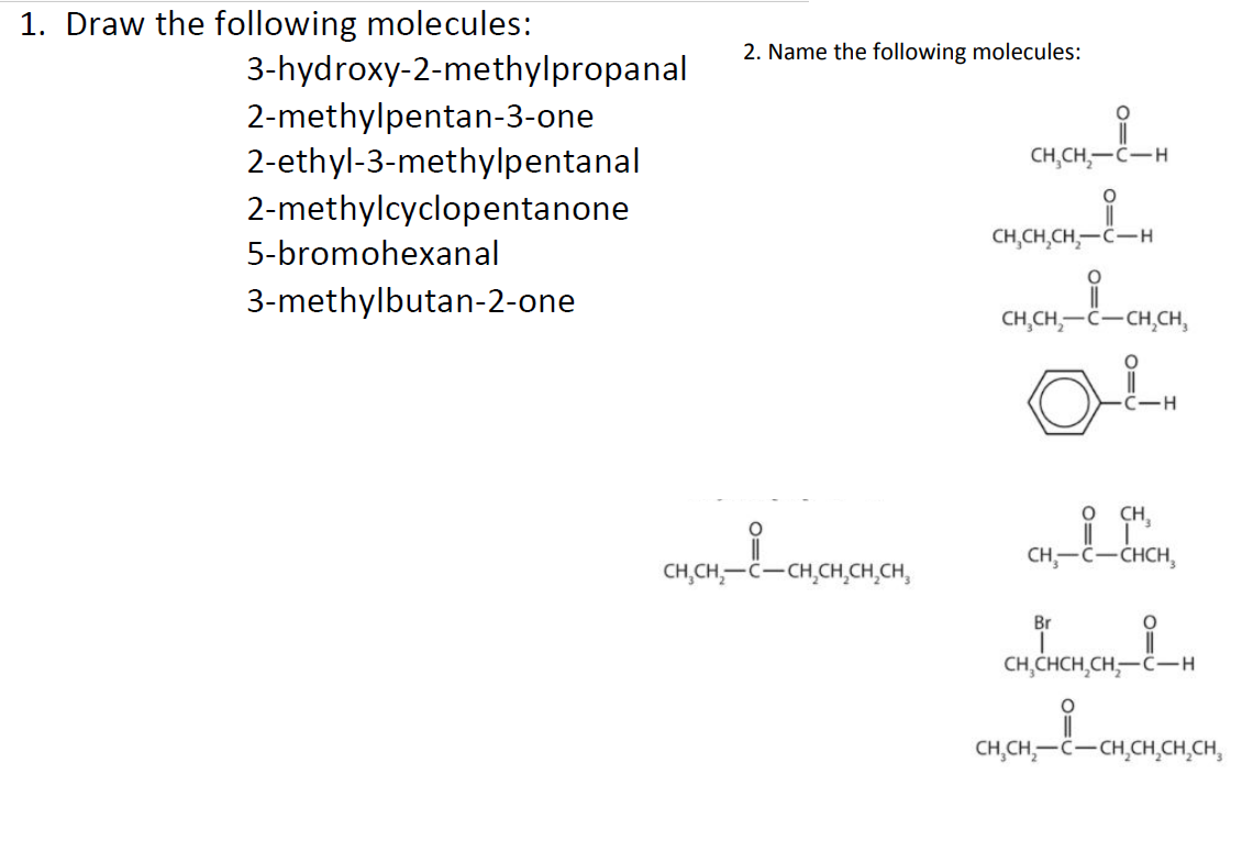 Solved 1. Draw the following molecules: | Chegg.com