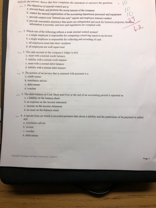 Indicate the answer choice that best completes the | Chegg.com