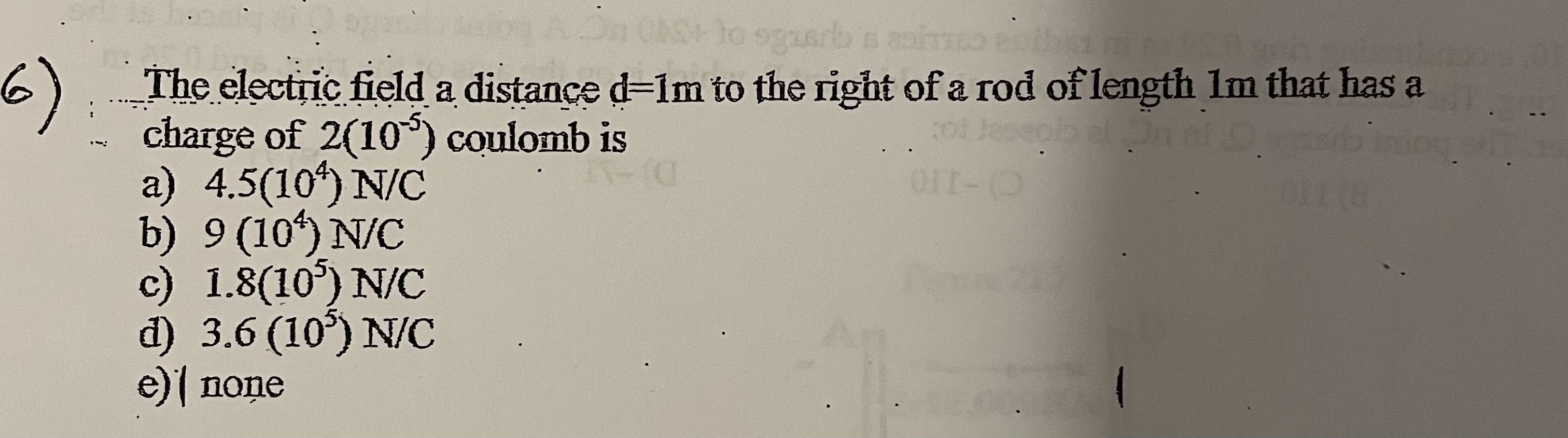 Solved The electric field a distance d=Im to the right of a | Chegg.com