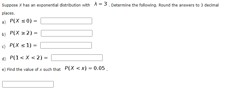 Solved Suppose X Has An Exponential Distribution With A Chegg Com