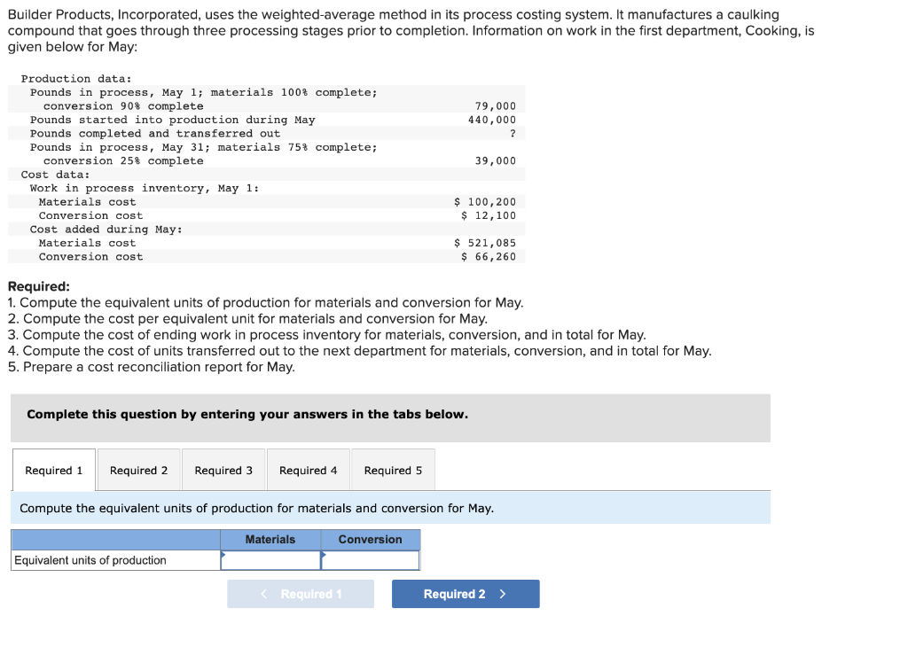 Solved Builder Products, Incorporated, uses the weighted