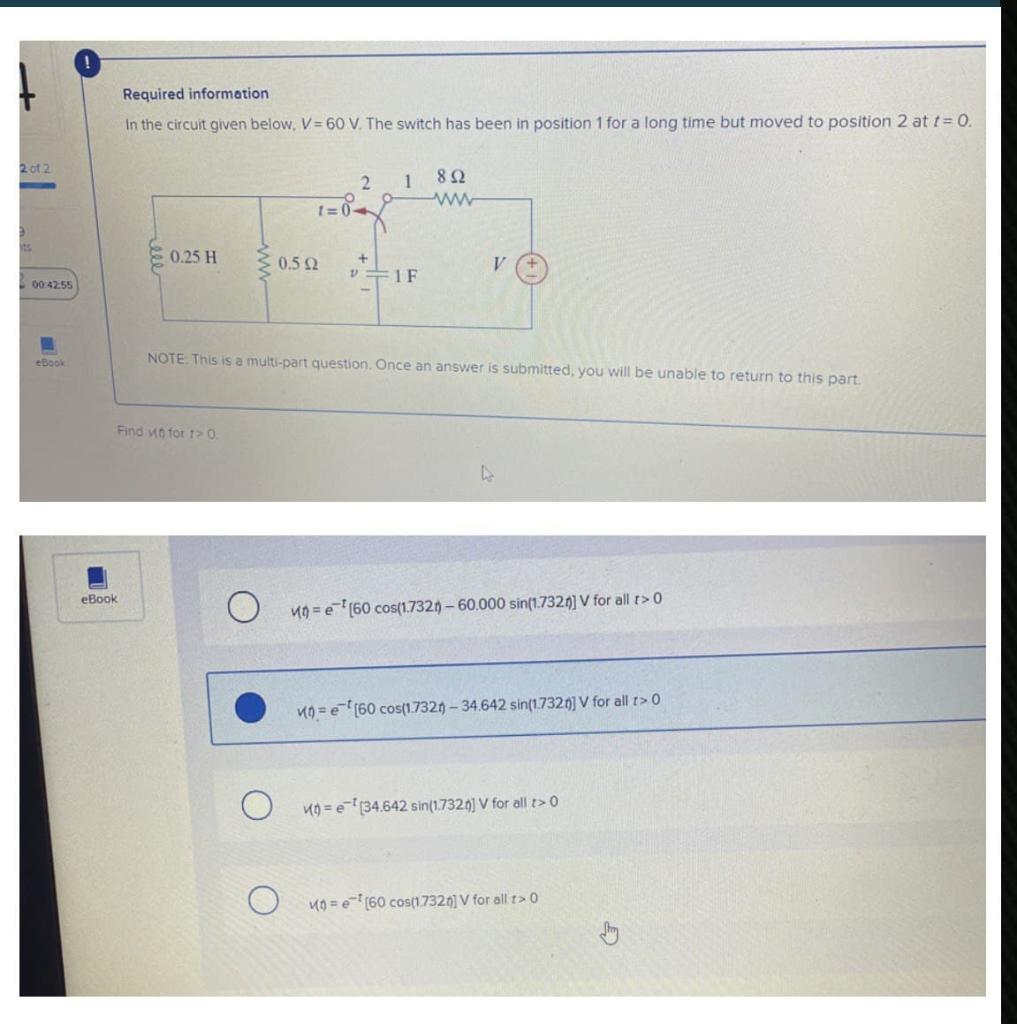 Solved Required information In the circuit given below. V=60 | Chegg.com
