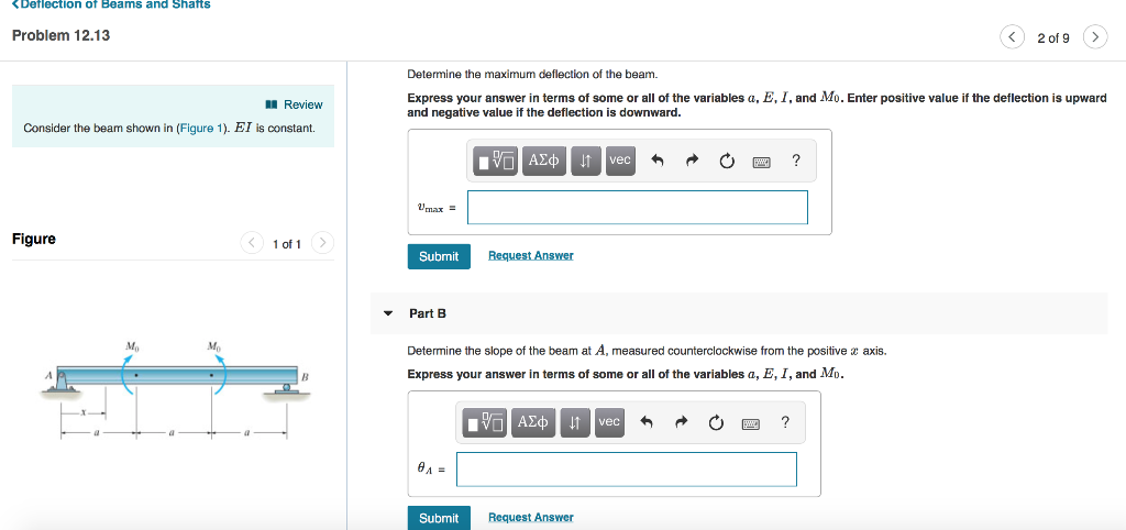 Solved Deflection of Beams and Shafts Problem 12.13 2019 I〉, | Chegg.com