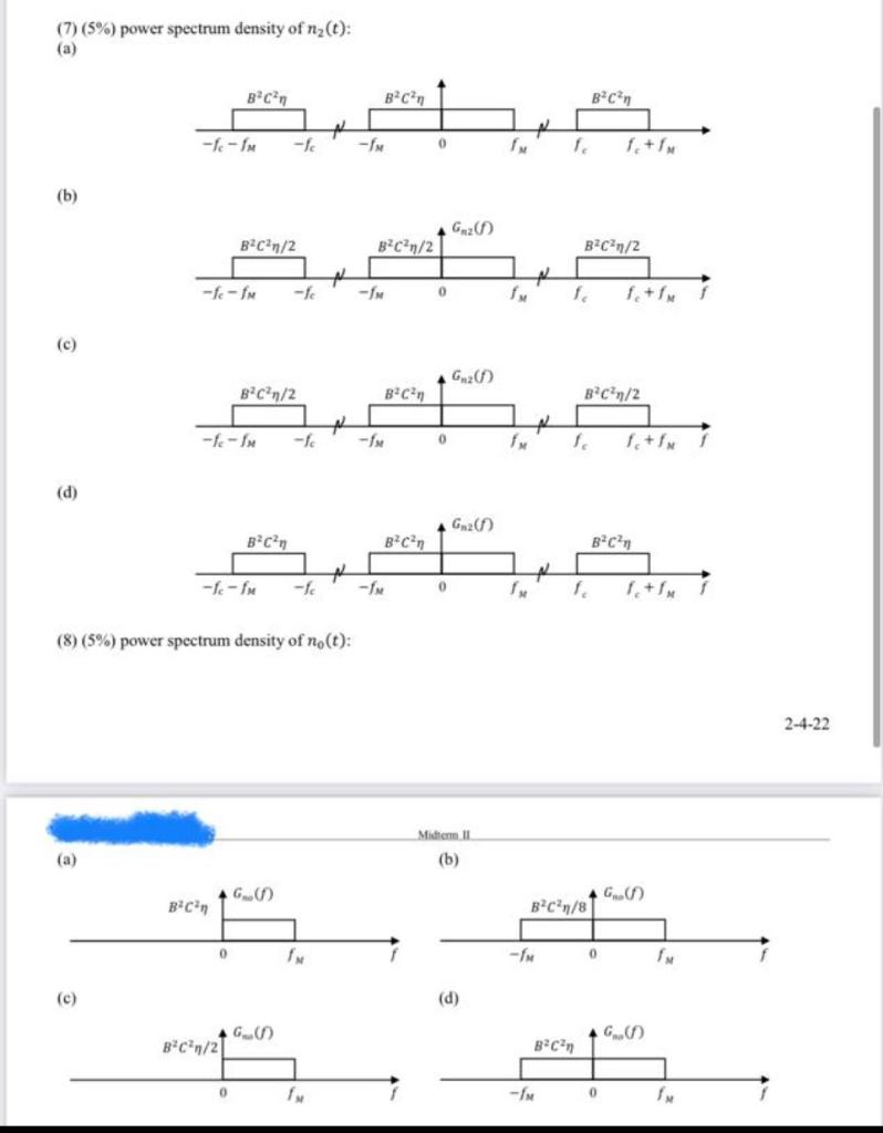 Solved 1 For An Ssb Demodulator The Input Signal Plus No Chegg Com