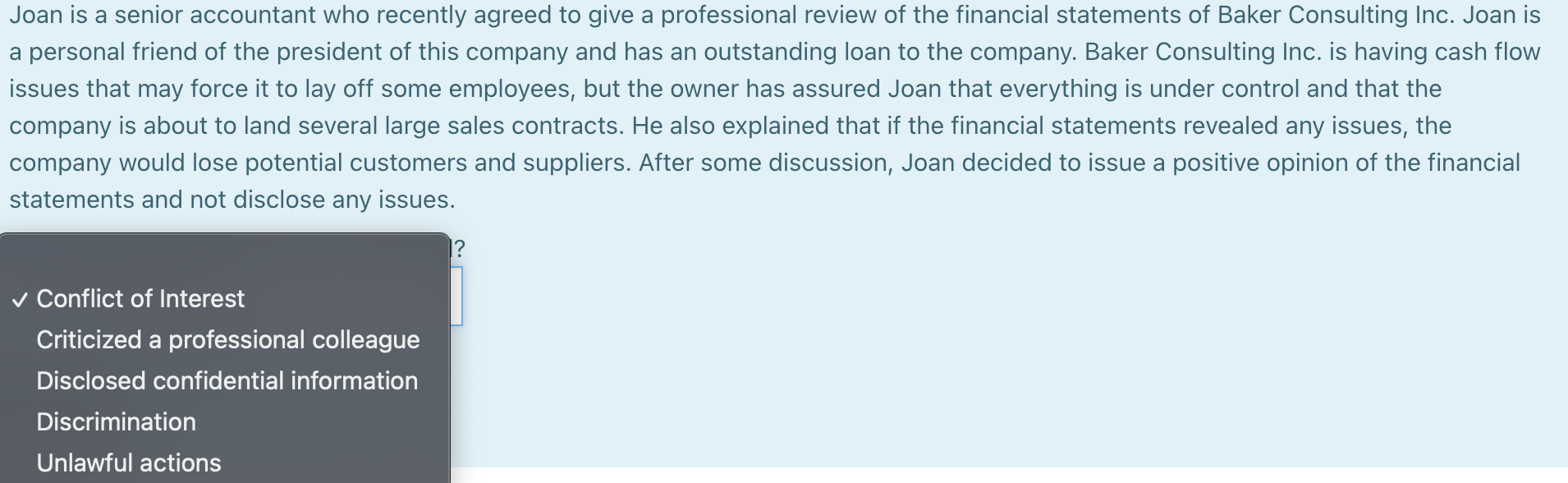 Solved Joan is a senior accountant who recently agreed to | Chegg.com