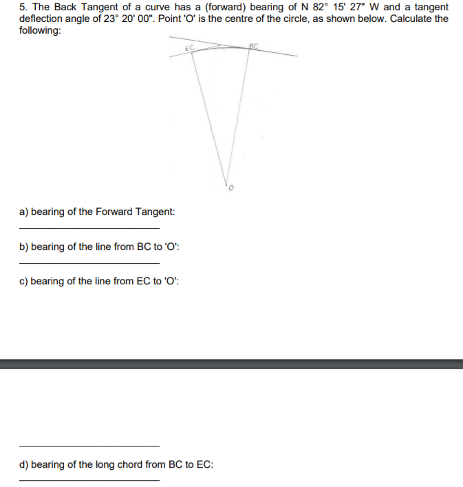 Solved 5. The Back Tangent of a curve has a (forward) | Chegg.com
