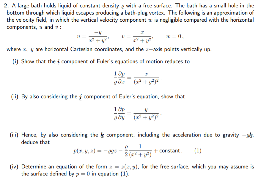 2 A Large Bath Holds Liquid Of Constant Density G Chegg Com