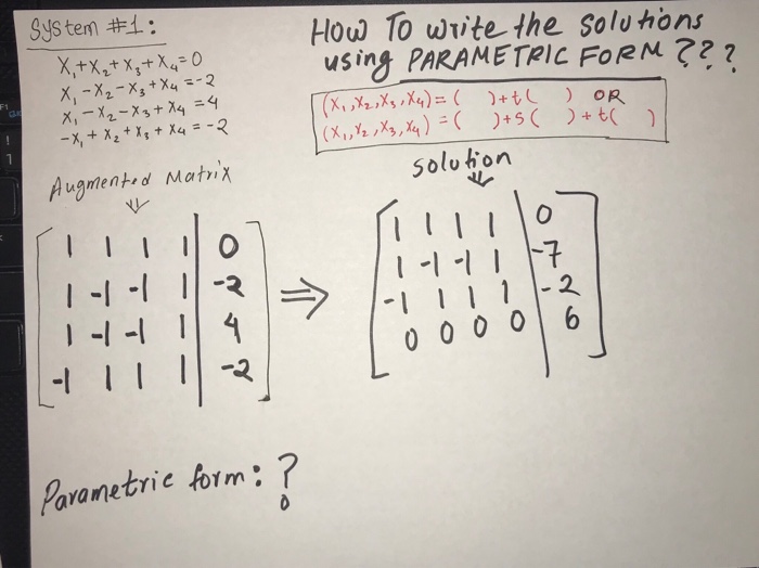 parametric form system of linear equations