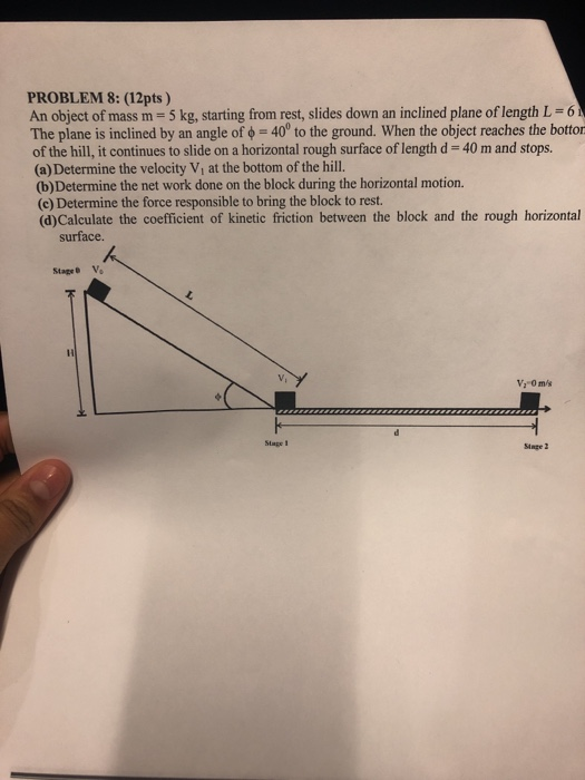 Solved PROBLEM 8: (12pts) An object of mass m 5 kg, starting | Chegg.com