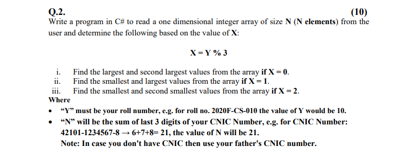 Solved Q.2. (10) Write a program in C# to read a one | Chegg.com