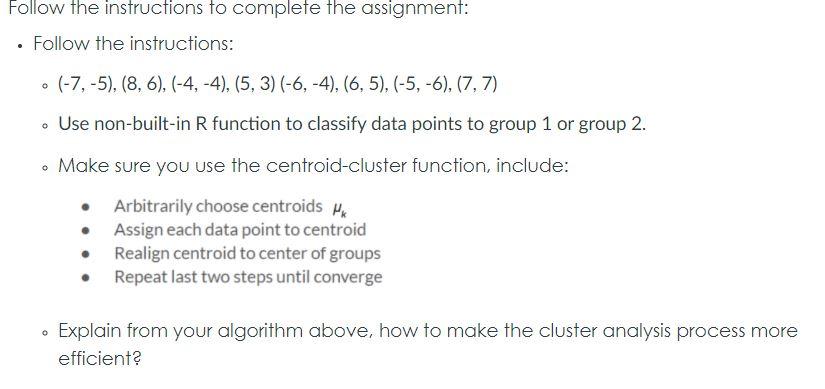 Use non-built-in R function to classify data points | Chegg.com