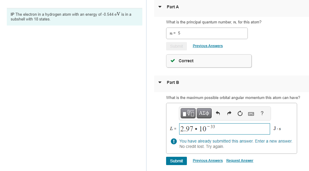 Solved IP The electron in a hydrogen atom with an energy of | Chegg.com