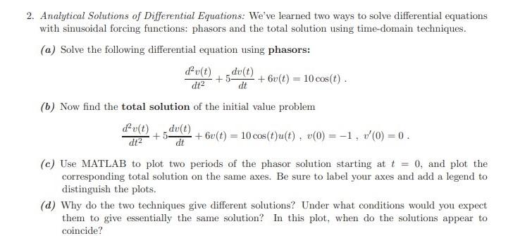 Solved 2. Analytical Solutions of Differential Equations: | Chegg.com