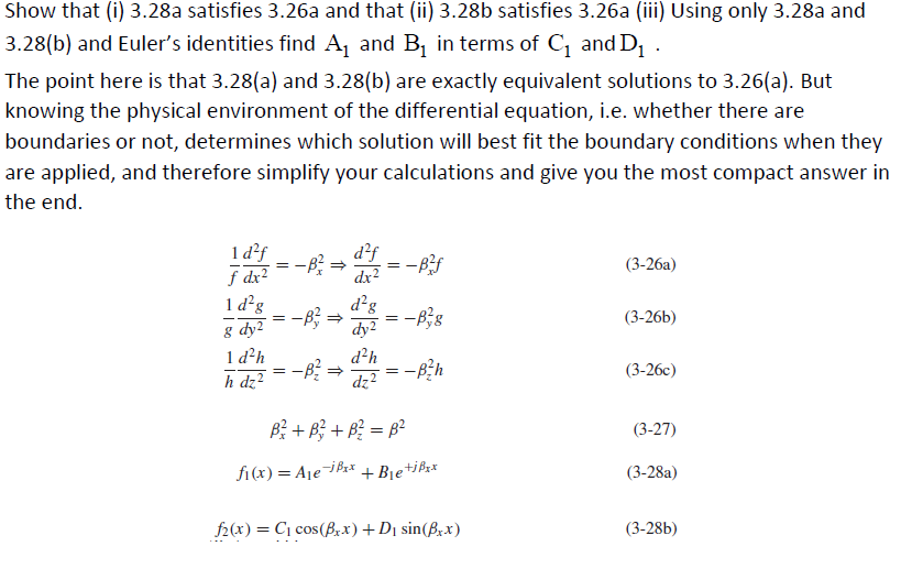 Solved Show that (i) 3.28a satisfies 3.26a and that (ii) | Chegg.com