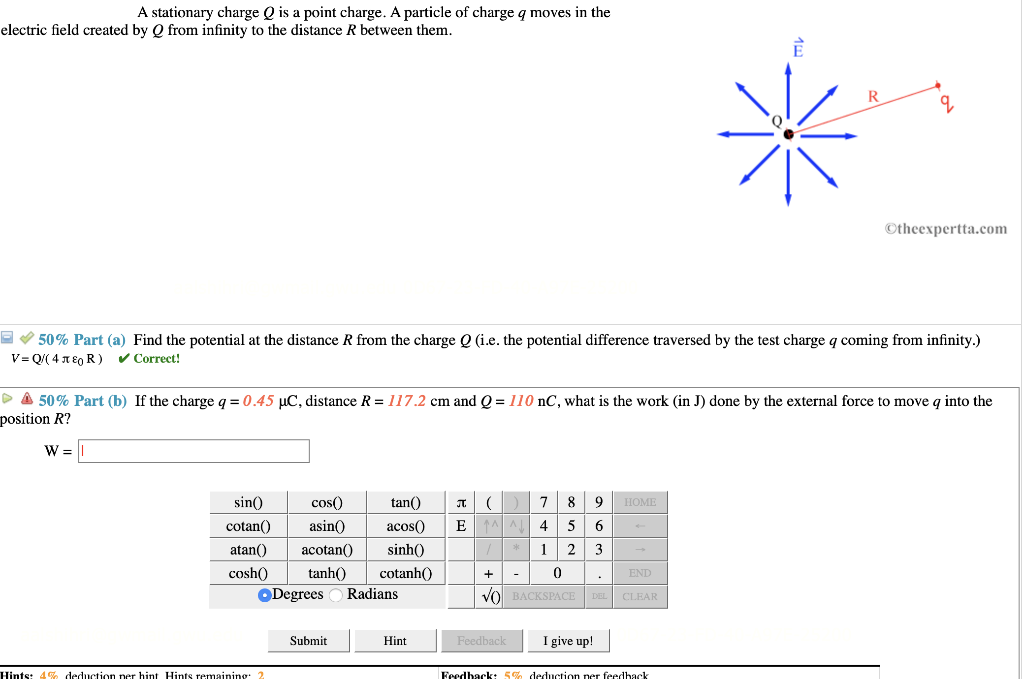 Solved A Stationary Charge Q Is A Point Charge A Particl Chegg Com