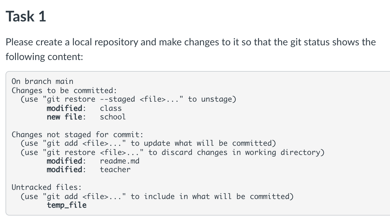 Solved Task 1 Please create a local repository and make | Chegg.com