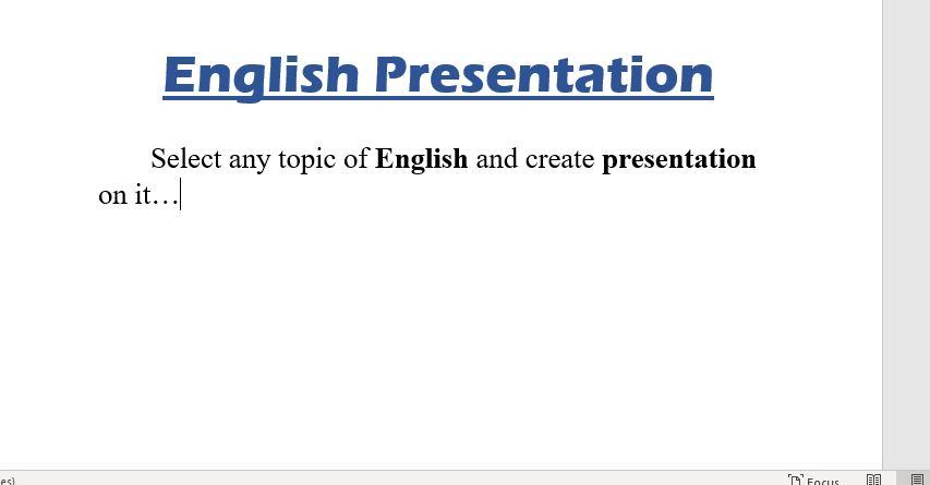 English Presentation Select any topic of English and | Chegg.com