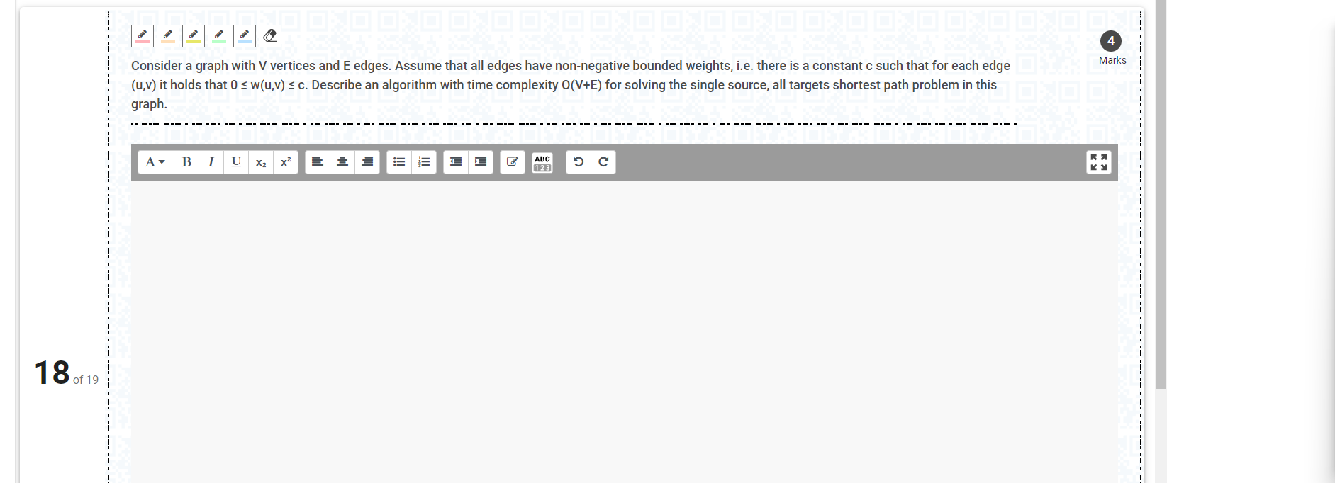 Solved Consider a graph with V vertices and E edges. Assume | Chegg.com