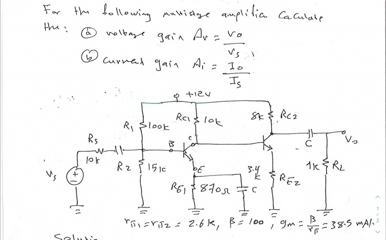 Solved For The Following Multistage Amplitia Caculate 