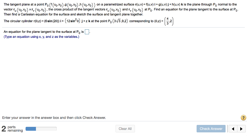 Solved The Tangent Plane At A Point Po F Uo Vo 9 Uo Vo Chegg Com