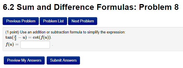 Solved 6.2 Sum and Difference Formulas: Problem 8 Previous | Chegg.com
