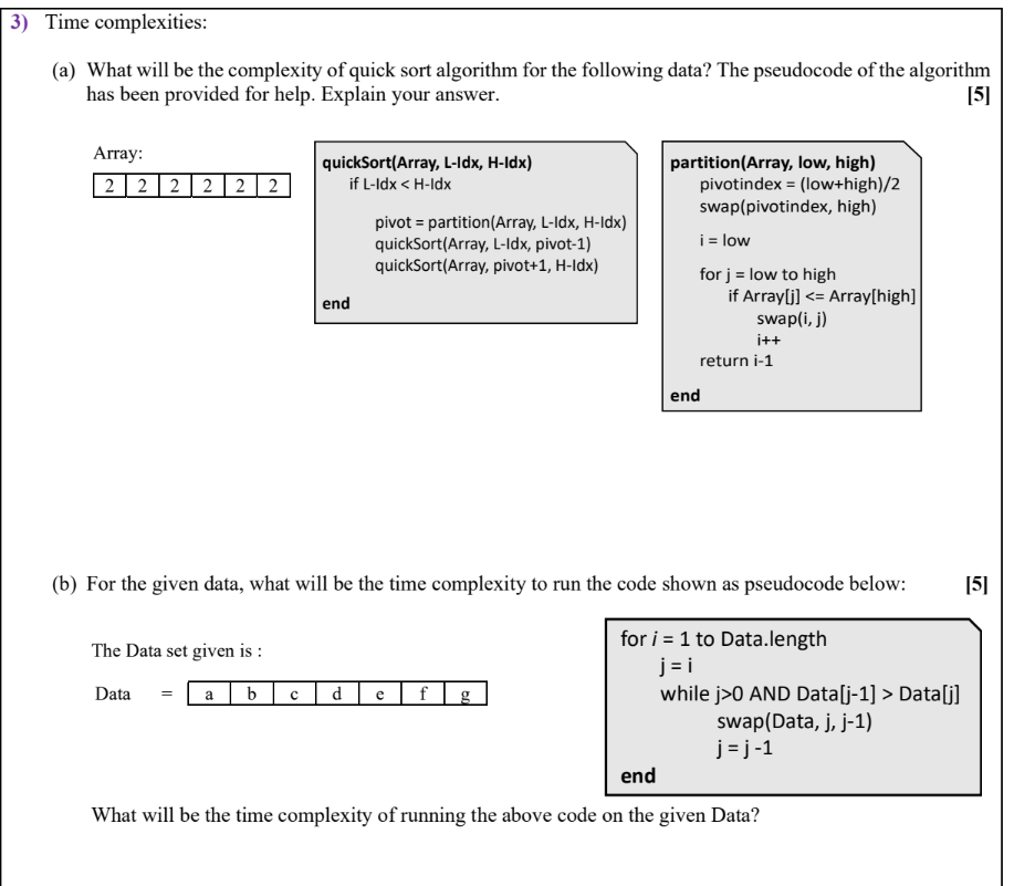 Solved (a) What Will Be The Complexity Of Quick Sort | Chegg.com