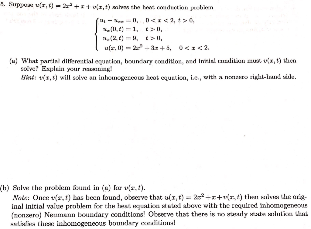 Solved 5 Suppose U X T 2x2 X V X T Solves The H Chegg Com