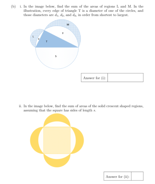 Solved (b) i. In the image below, find the sum of the areas | Chegg.com