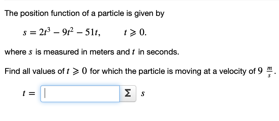Solved The position function of a particle is given by S = | Chegg.com