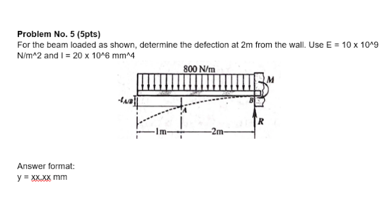 Solved Problem No. 5 (5pts) For The Beam Loaded As Shown, | Chegg.com