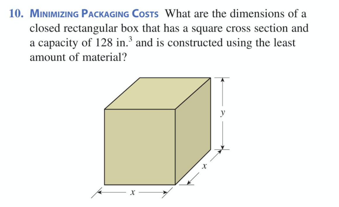 Solved 10. MINIMIZING PACKAGING Costs What are the | Chegg.com