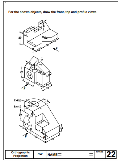 Solved For the shown objects, draw the front, top and | Chegg.com