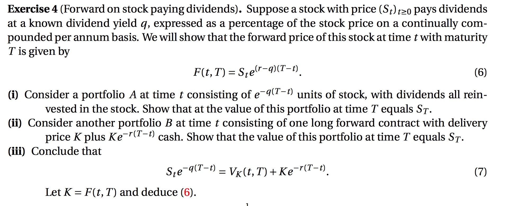 Exercise 4 (Forward on stock paying dividends). | Chegg.com