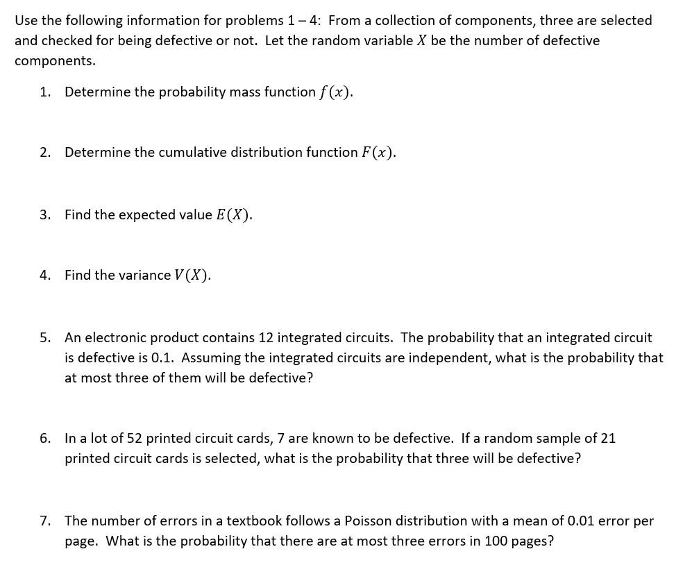 Solved Use the following information for problems 1-4: From | Chegg.com