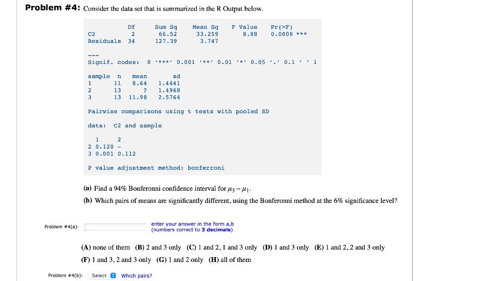 Solved Problem #4: Consider The Data Set That Is Summarized | Chegg.com