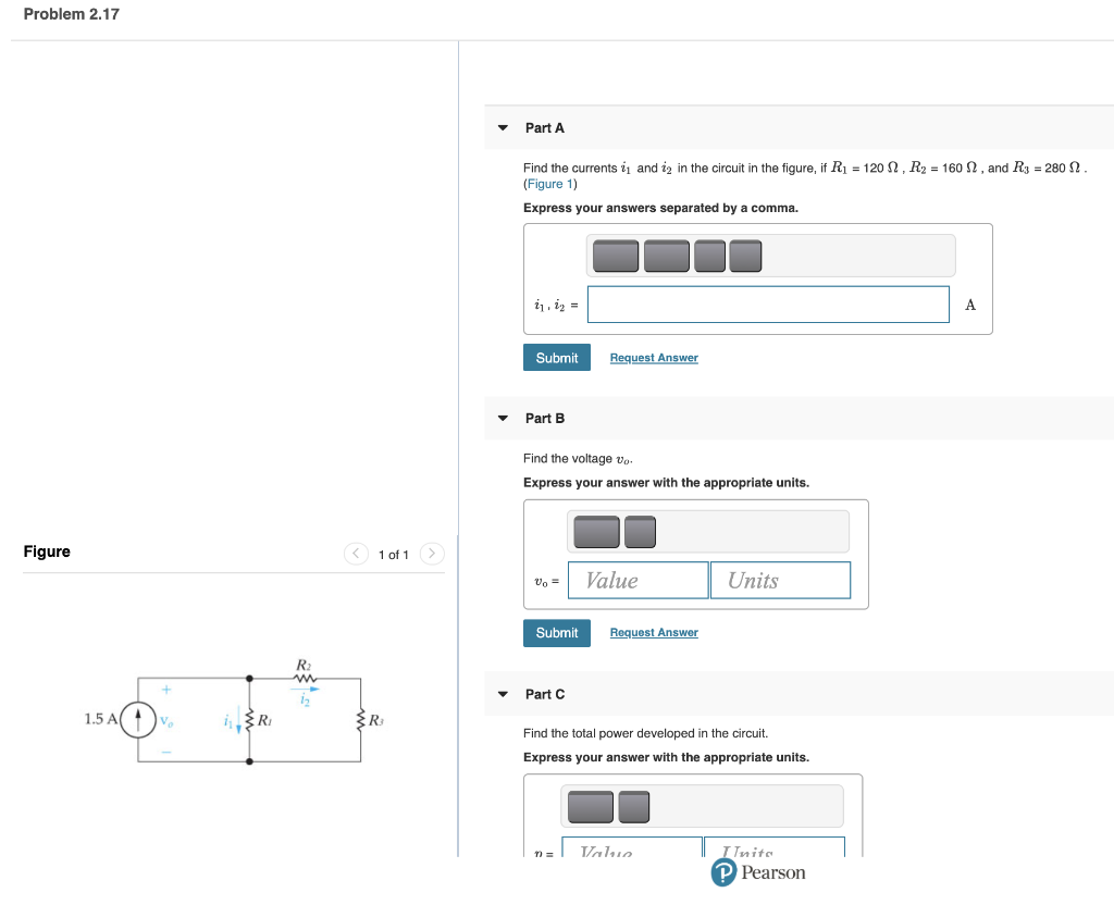 Solved Problem 2.17 Part A Find the currents i and in in the | Chegg.com