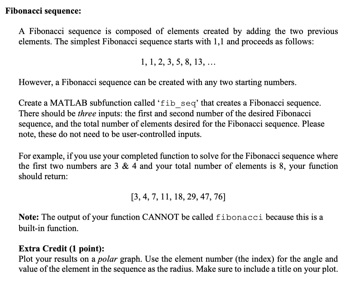 Solved A Fibonacci Sequence Is Composed Of Elements Created